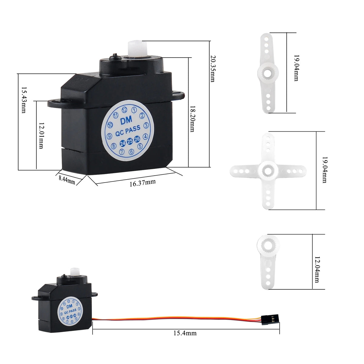DM-S0020 2.1g Mini Micro Servo 180° Plastic Gear Servomotor 4.8V-6V for RC Hobby/DIY Toys Ultra-Light Coreless Motor