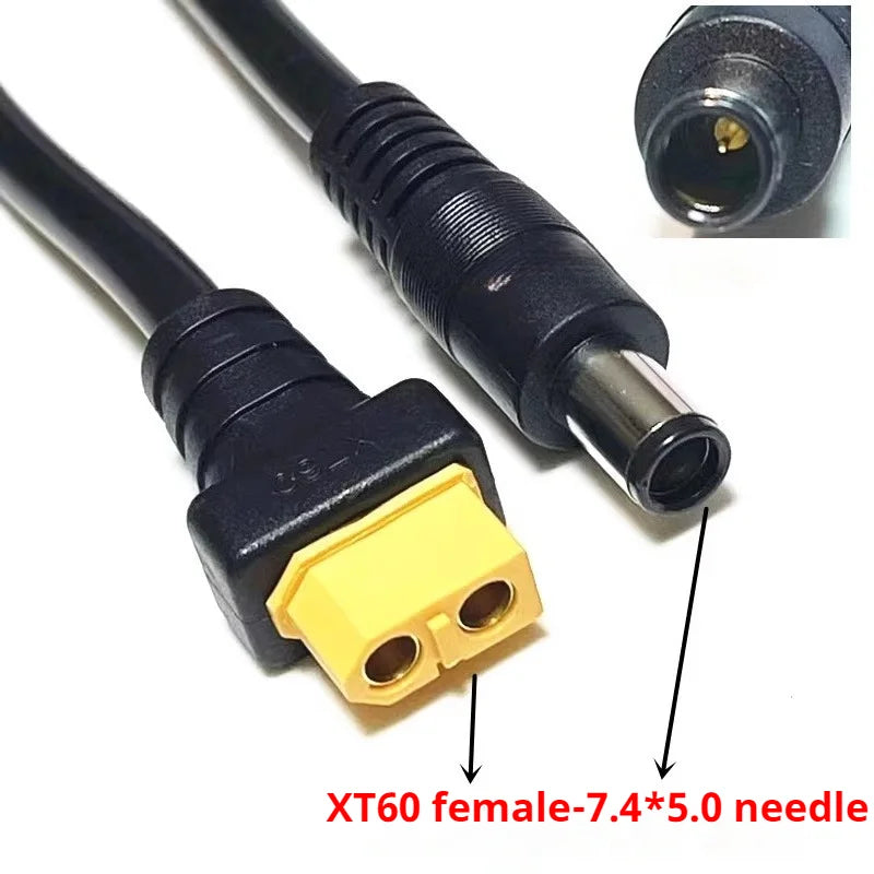 1.5 Square Ultra-soft XT60 Plug Male Female Connector to DC 5525/DC5521 Power Cable for Fly FPV Multirotor Field Repairs Apply