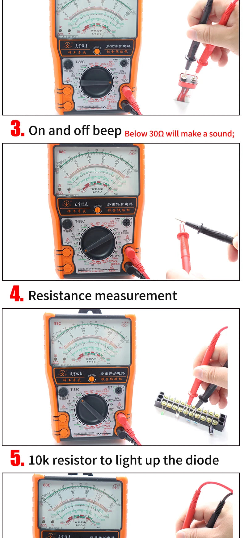 2025New Pointer Multimeter T88A T88B T88C AC/DC 2500V Volt-Ammeter Analog Multimetro Resistor Tester With Coat Electrician Tools