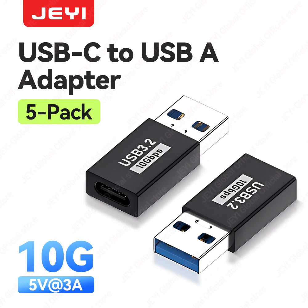 JEYI 5Pcs USB-A to Type-C Extension Adapter USB-C To USB 3.2 10Gbps OTG Coverter For Laptop PC Connector Converte S23 IWatch