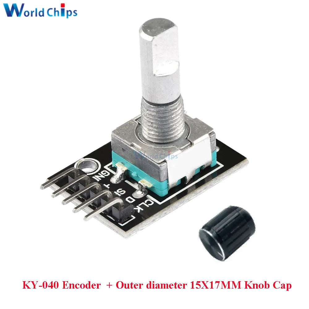 10 PCS 360 Degrees Rotary Encoder Module KY-040 HW-040 Sensor Switch 6MM Half Shaft Potentiometer Rotary Knob Cap 15×17 15×13.5