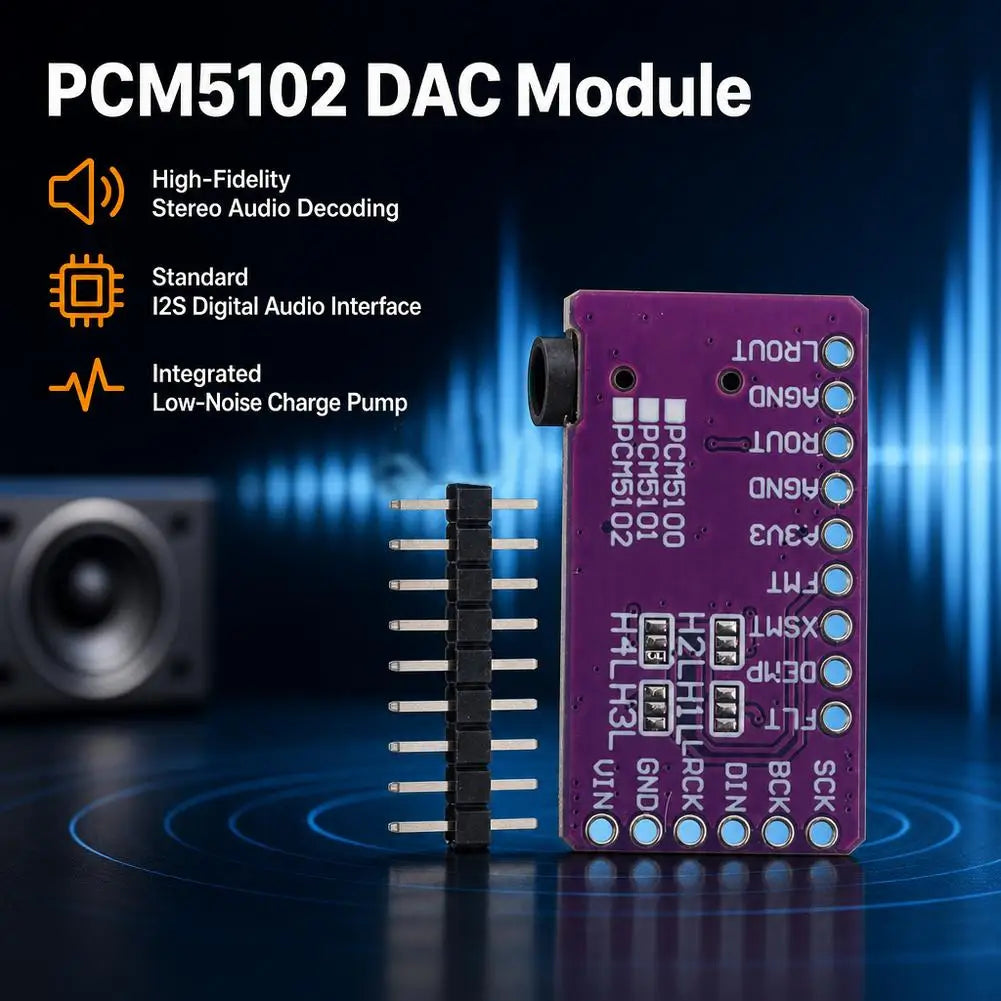 PCM5102 Digital Audio Stereo Digital-to-Analog Converter DAC Decoder Board Module, Decoder I2S IIS