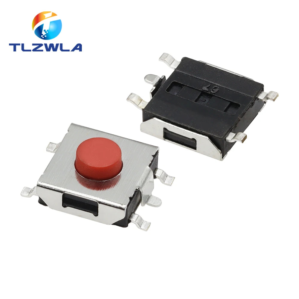100PCS Flat Red SMD 5Pin 6x6 Tact Push Button Switch 6*6*3.1MM Micro Switch 6x6x3.1mm