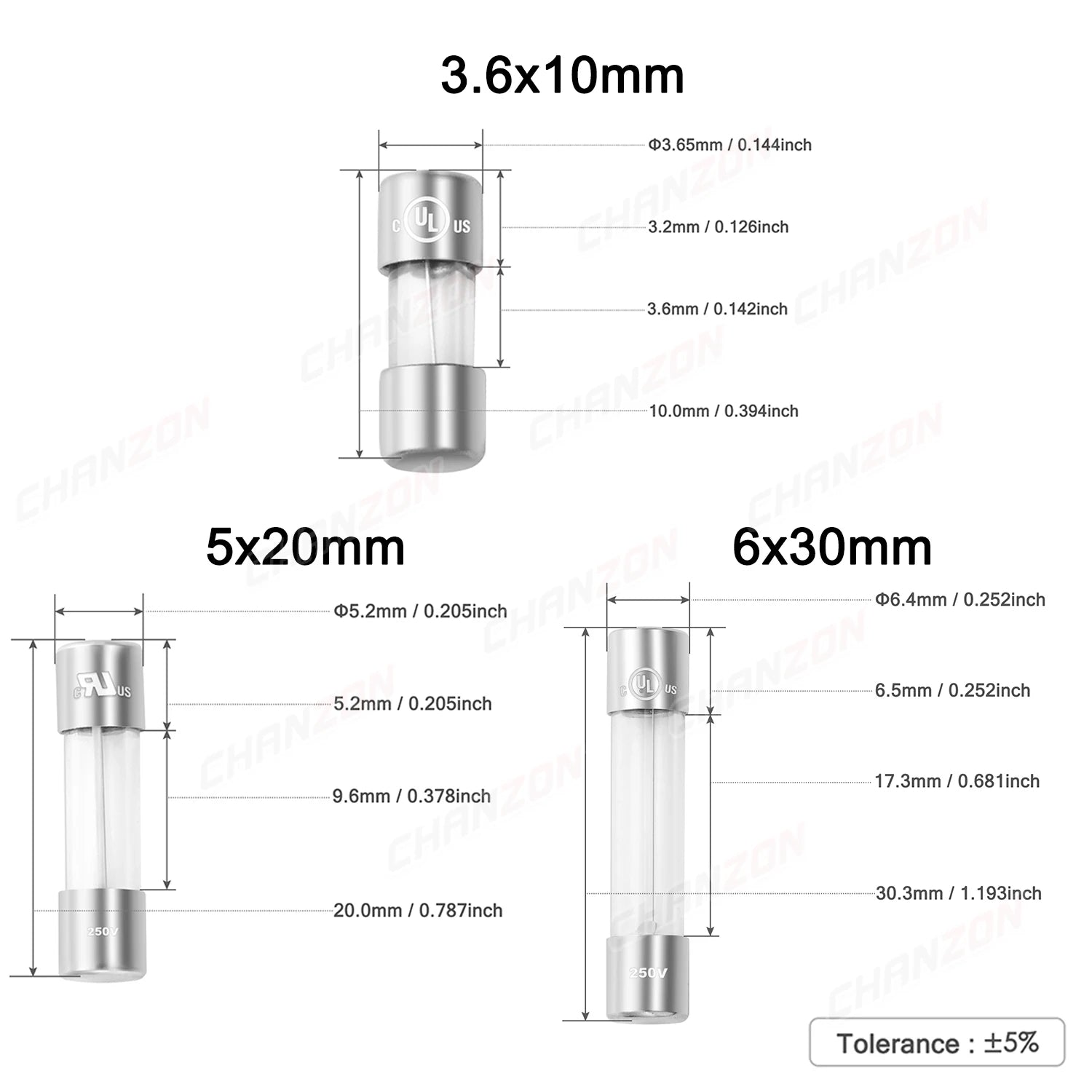 140PCS 3.6x10 5x20 6x30 Glass Fuse Kit Fast Blow Tube 0.5A 1A 2A 2.5A 3A 4A 5A 8A 10A 15A 125V 250V 5x20mm 6x30mm Assortment