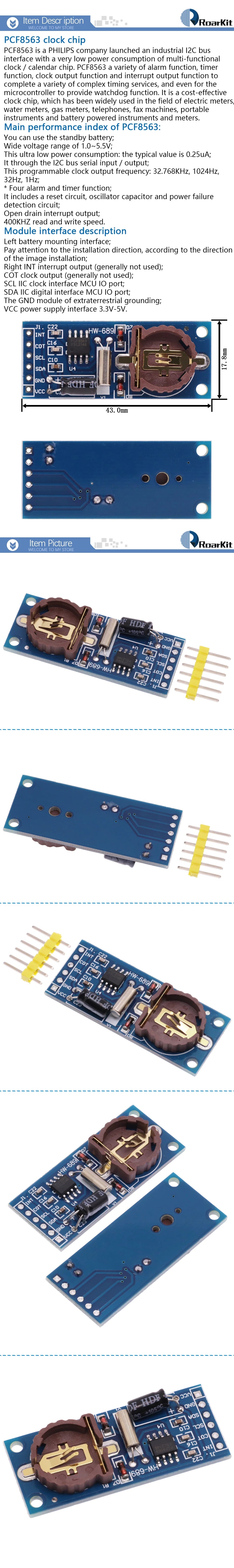 5/10PCS PCF8563 PCF8563T 8563 Module Clock Module RTC Module for Arduino (Without Battery)