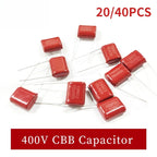 20/40PCS 400V CBB Capacitor Kit CBB Polypropylene Film Capacitors 103J 224J 104J 105J 334J 473J684J P7.5mm 10mm 15mm 20mm 25mm