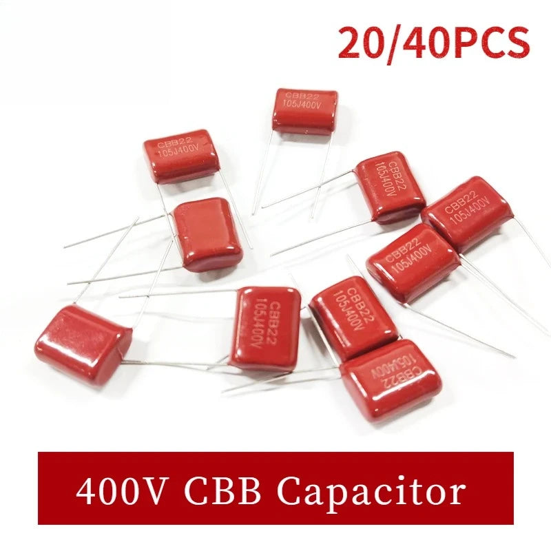 20/40PCS 400V CBB Capacitor Kit CBB Polypropylene Film Capacitors 103J 224J 104J 105J 334J 473J684J P7.5mm 10mm 15mm 20mm 25mm