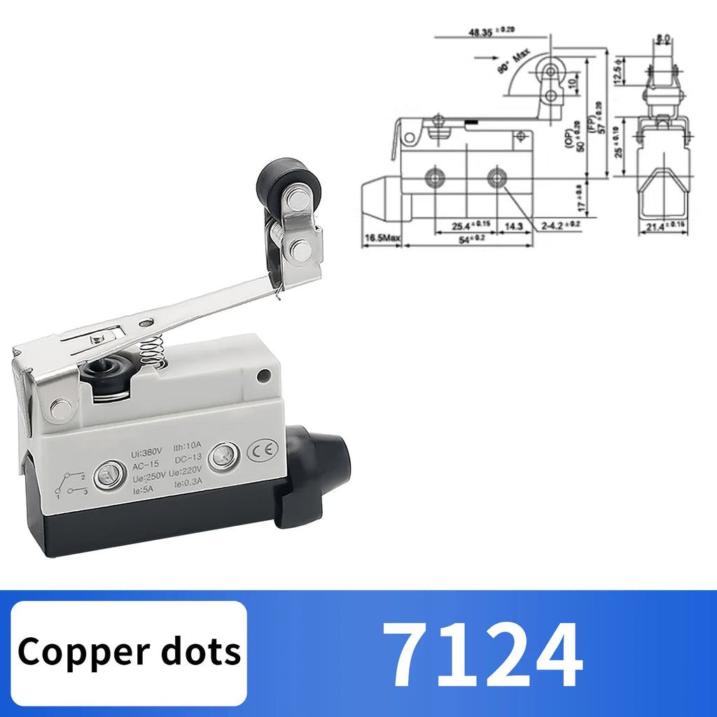 10Pcs Horizontal Limit Switch Long Hinge Roller Lever Momentary SPDT 1NO 1NC 380V 10A Industrial Travel Position Switch IP54
