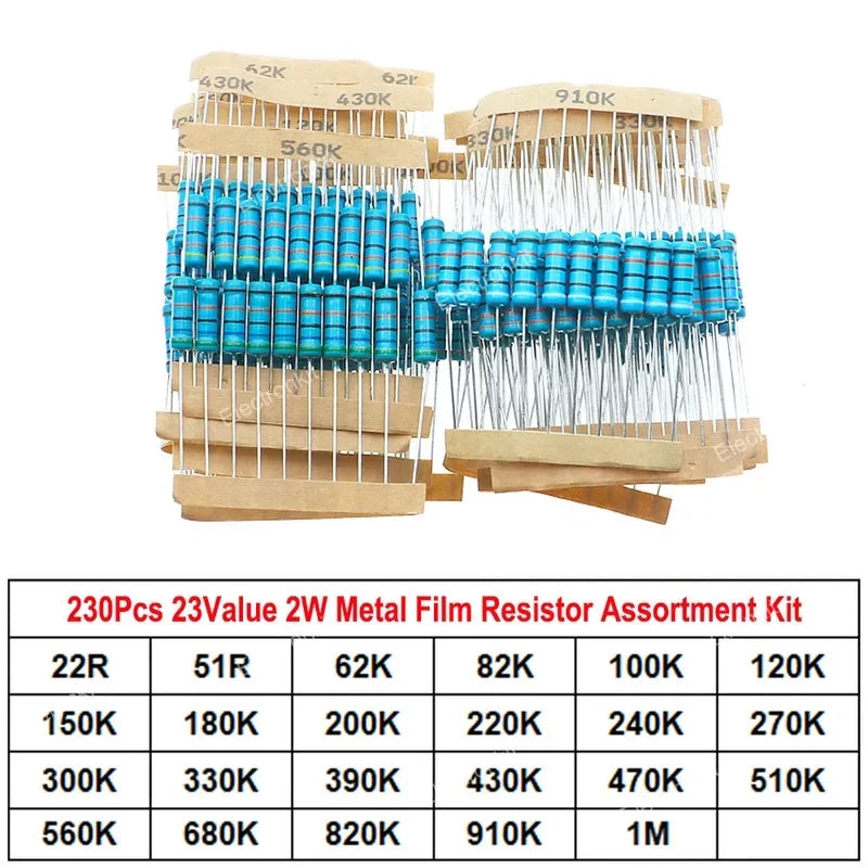 2W Color Ring Resistor pack 1% 22R-1M Metal Film Resistor