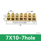 1 PCS Multi Specification Brass Ground Strip 5/6/7/8/9/10/12/15/20 Hole Brass Rod Grounding Terminal Ground Bar Terminal Strip