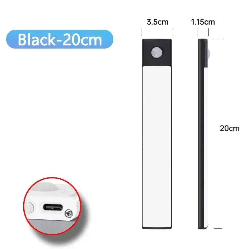 1Pc Cabinet Light USB Rechargeable Motion Sensor Ultra-thin Night Light For Home Corridor Stairs Kitchen Bedroom Wardrobe Indoo