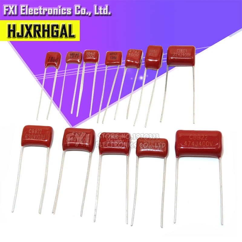 10PCS 63V 100V 250V 400V 450V 630V 2000V CBB Polypropylene film capacitor 101 103 104 105 125J 221 222 223 224 225 332 333 334