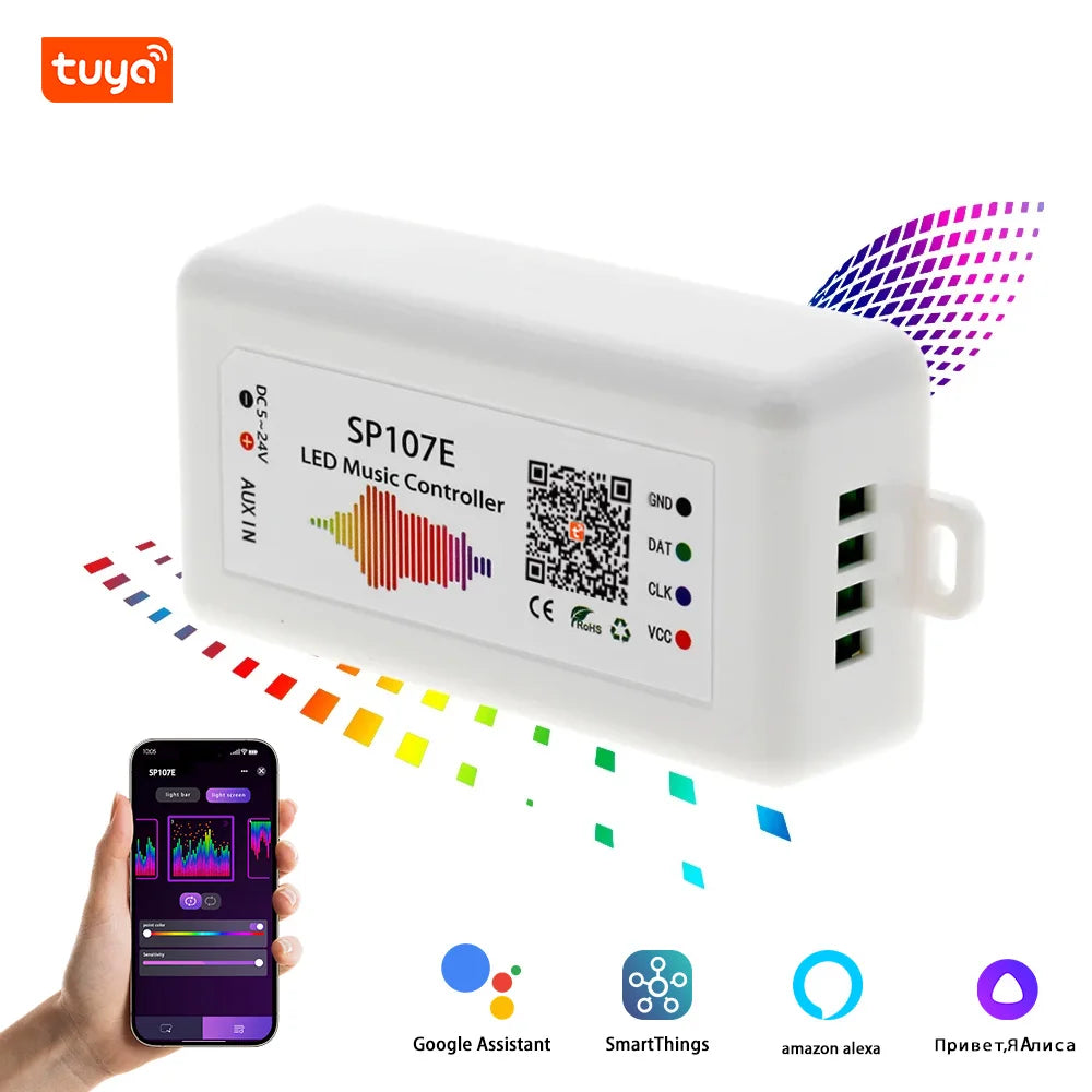 Ws2812B Led Rgbic Strip Light Controller Dc5V-24V WiFi Sp511E Music Ws2811 Sk6812 Sp107E Addressable Sp107E Smart App Controller
