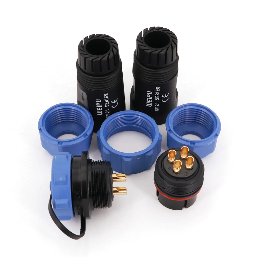 Weipu SP21 Waterproof IP68 In-Line Male and Female 2/3/4/5/7/9/12 Pin Circular Aviation Cable Connector