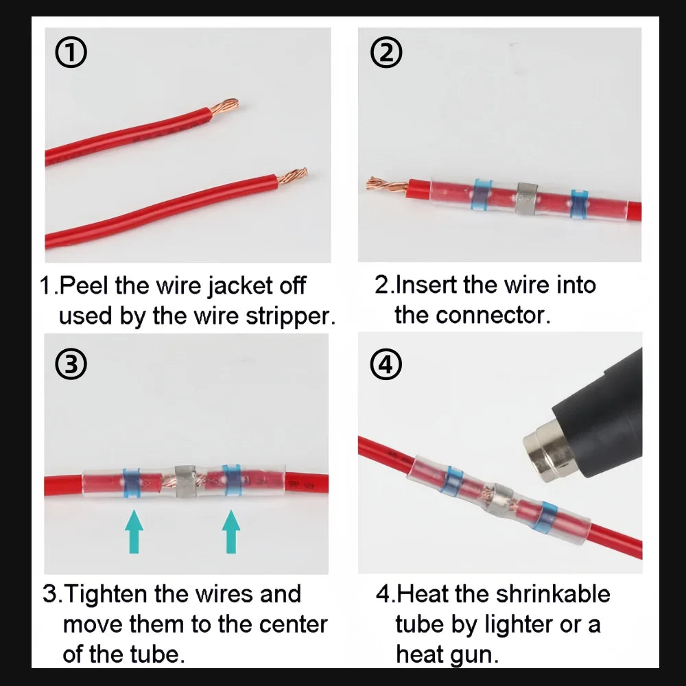 Heat Shrinkable Tube Waterproof Solder Ring Wire Connectors 10/30/50PCS Awg22-18 Butt Bushing Electrical Splice Terminal