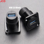 JCD 1pcs Metal D Type Module RJ45 CAT6&USB 2.0/3.0&Type C&HDMI-Jack Socket Through Network Panel Mounting Electronic Connector