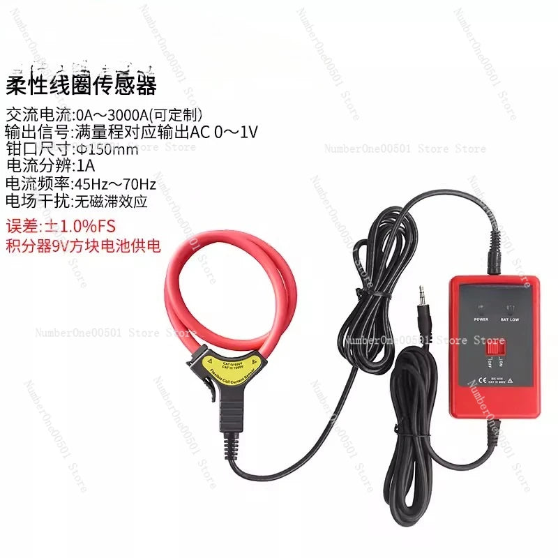 Split Flexible Rogowski Coil with Integrator 7.5mm Diameter High Frequency Current Probe