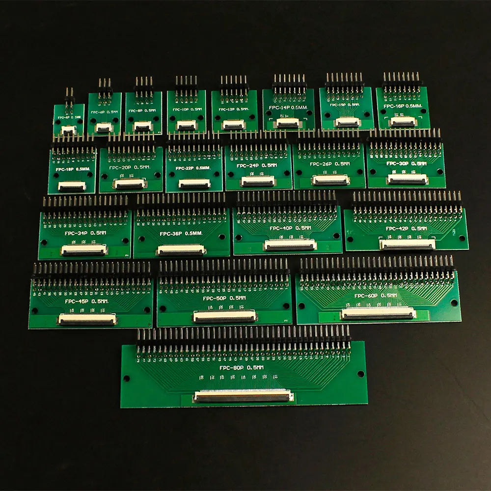 1pcs 4P-- 80P 0.5mm Pitch Connector SMT Adapter to 2.54mm 1.00 Inch Hole FPC FFC Cable Welded Board + Double Row Straight Pin