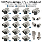 GX20 Docking Type Aviation Plug Socket 2 Pin to 15 Pin Male Female Butt Joint Circular Connector Inline Cable Wire Connector