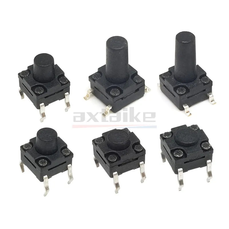 50Pcs 6×6mm Waterproof Type Tact Switch DIP SMD 4Pin 6*6*4.3/5/6/7/8/9/10/11/12/13mm Mini Micro Momentary Tactile Push Button