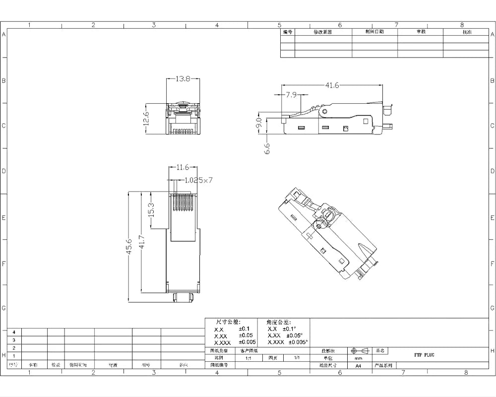 CAT8 STP RJ45 Connector CAT7 CAT6A Reusable Ethernet Termination modular Plug Shielded Modular Zinc alloy Field Termination Plug