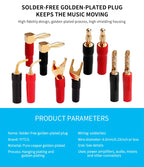YYTCG 4pcs 4mm Banana plugs Y plug Pin plug Gold plated Speaker Connector Adapter No welding DIY Audio wire Connector