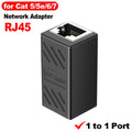 RJ45 Coupler Cat7 Cat6 Cat5e Ethernet Cable Extender Adapter 1 to 2 Dual Female RJ45 LAN Interface Ethernet Socket Connector