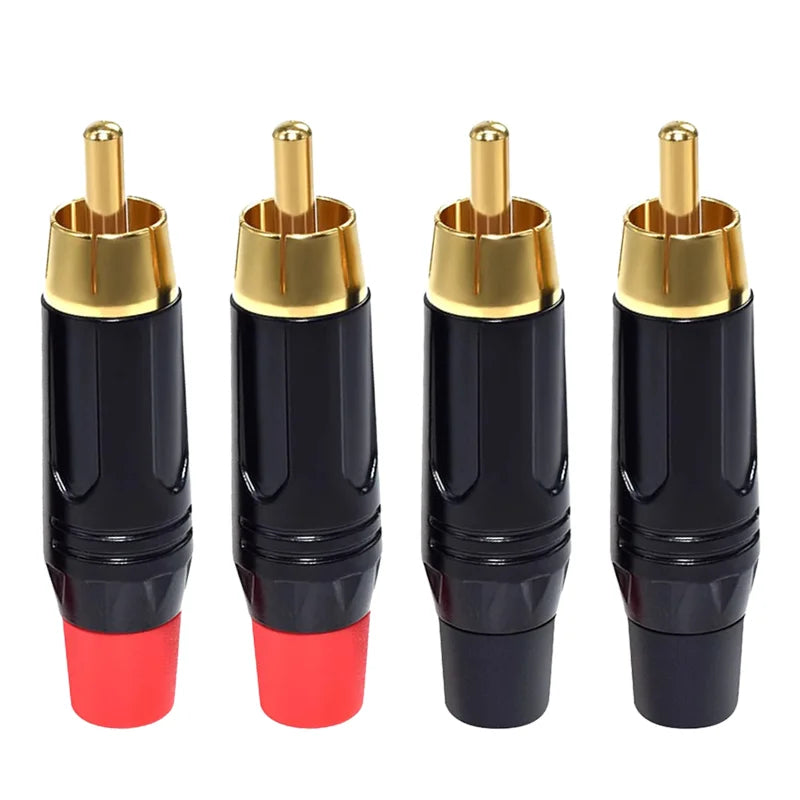 2/4/8/16PCS RCA Audio and Video Plug Connector RCA Male Lotus Jack Black Plating Electrophoresis with Gold Plated Head