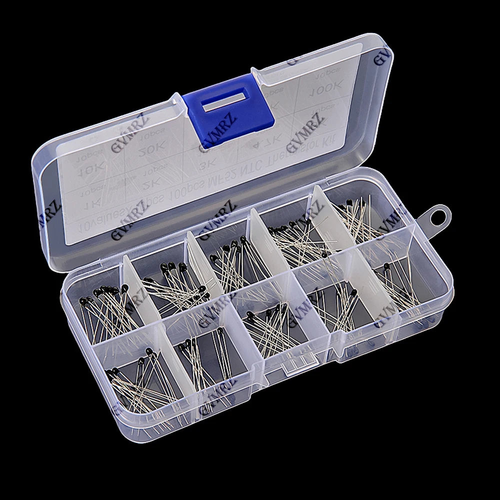 100PCS 10Values*10PCS 50K 100K NTC Thermistor Thermal Resistor Kit MF52 NTC-MF52AT 1K 2K 3K 4.7K 5K 10K 20K 47K 5% 3950B