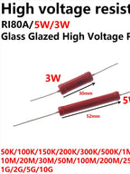5PCS High Voltage Glass Glaze Film Resistor 5W 10K50K100K200K330K500K680K 780k  RI80A3W RI80A5W Ohm