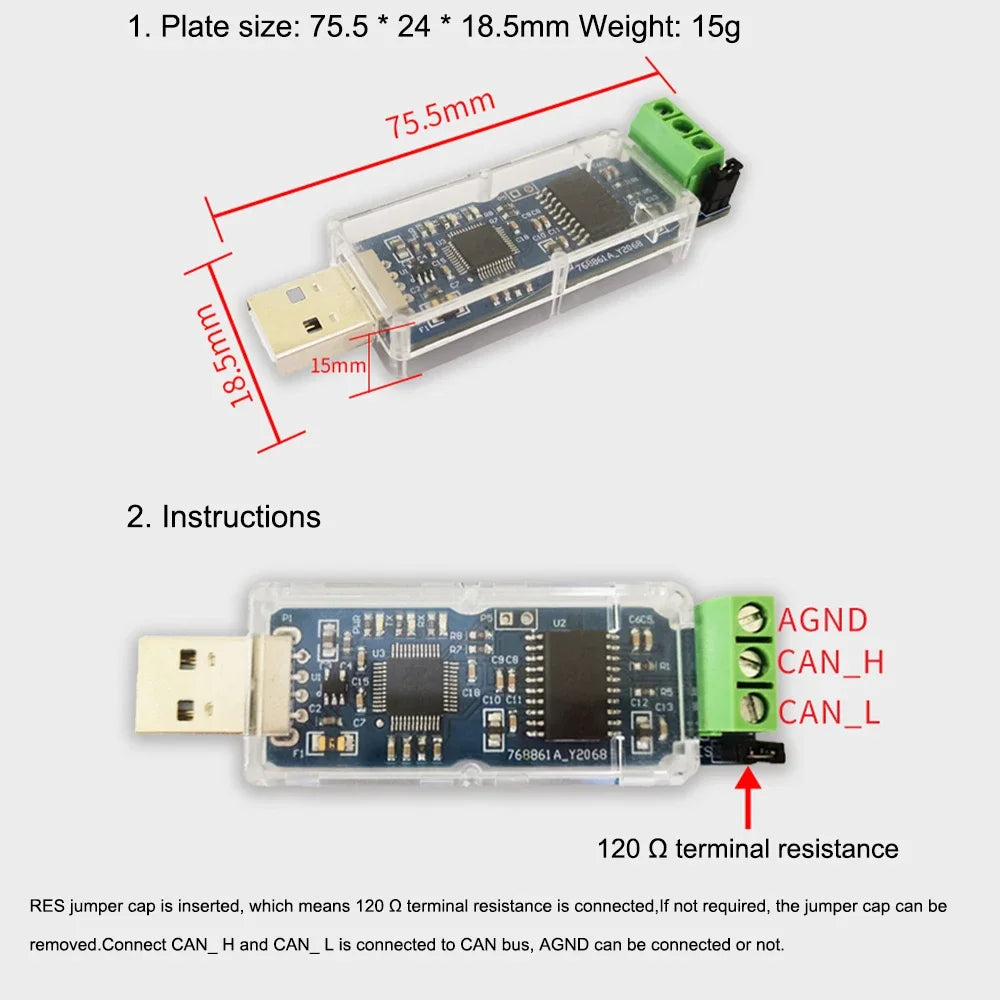 USB to CAN BUS Analyzer CANABLE PRO Controller CANBUS Debugger ADM3053 Isolated Serial Protocol Transceiver