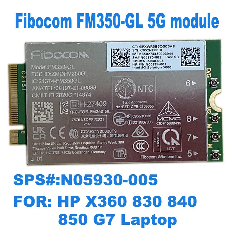 WDXUN FM350-GL FM350 GL module for HP  X360 830 855 G7 7940HS 855G8 Laptop M46335-005 5G LTE WCDMA 4x4 MIMO GNSS module FM350 GL
