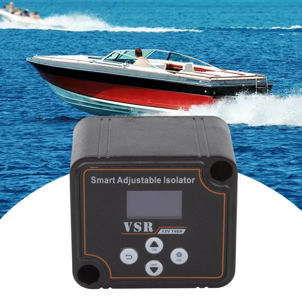 12V 140A Dual Battery Smart Isolator LCD Display VSR Car Relay Digital Voltage Sensitive Setting Split Charge Relay for Camper