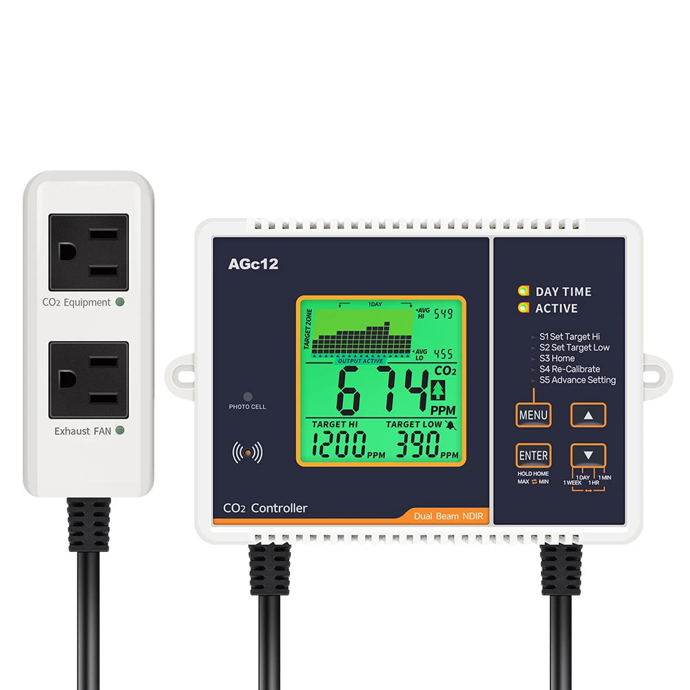 CO2 Monitor Controller Concentration Tester Carbon Dioxide Monitor NDIR Sensor CO2 Pressure Regulator Valve for Greenhouse