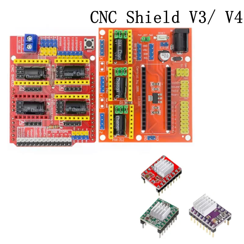 CNC Shield V4 CNC Shield V3 Engraving Machine 3D Printe+ 4pcs DRV8825 Or A4988 Driver Expansion Board For Arduino