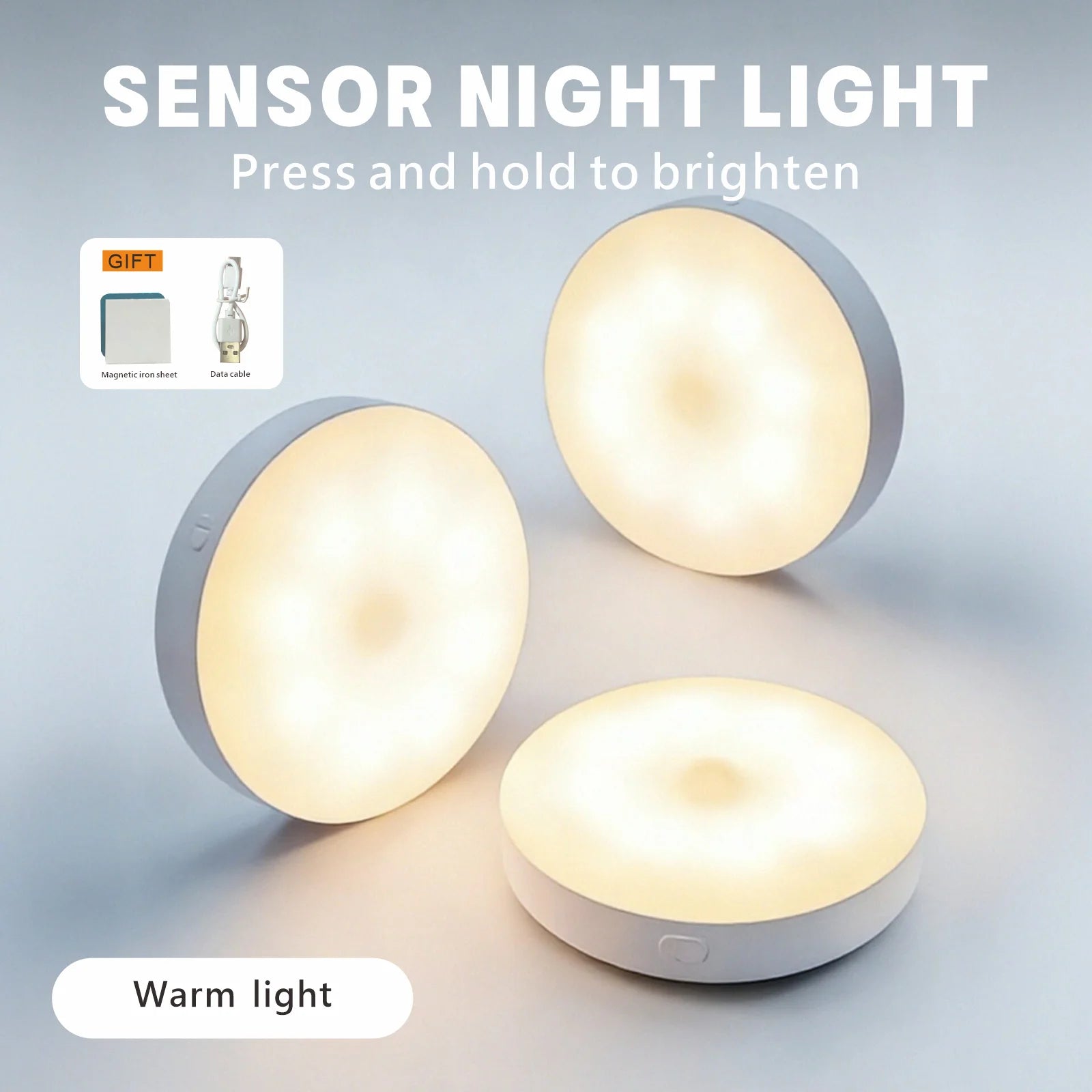 Motion Sensor LED Magnetic Night Light, 1/2 Pack Wireless Rechargeable Night Light, Auto On/Off for Bedroom, Wardrobe, Hallway
