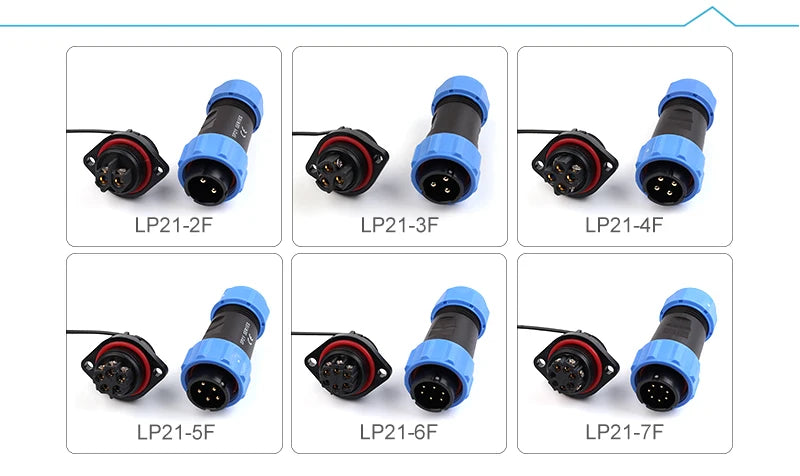 LP/SP21 Nut/Flange/Docking Waterproof Connector Welding Free 2/3/4/5/6/7 Pin IP68 Outdoor Female Plug Male Socket Screw Wiring