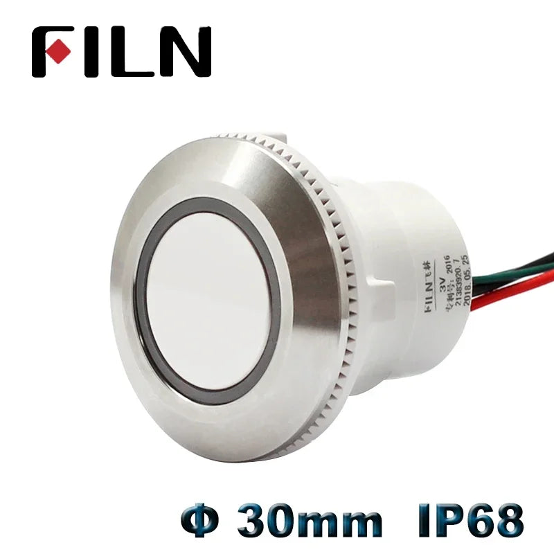 30mm Waterproof IP68 Metal Push Button Switch 12V 220V LED Illuminated Momentary Latching Switch On Off Pushbutton Wire Leading