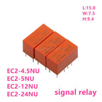 5Pcs NEC Relay EC2-4.5NU EC2-5NU EC2-12NU EC2-24NU 2A 8Pin Synchronous TX2-5V G6S-2-5VDC G6S-2-12VDC 5V 12V 24V Signal Relay