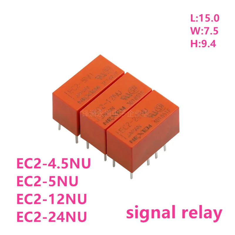 5Pcs NEC Relay EC2-4.5NU EC2-5NU EC2-12NU EC2-24NU 2A 8Pin Synchronous TX2-5V G6S-2-5VDC G6S-2-12VDC 5V 12V 24V Signal Relay