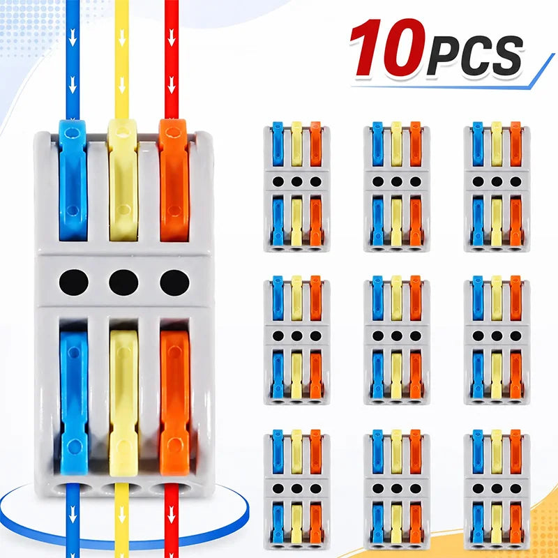 PCT-222-C PCT-223-C Color Lever Wire Connector 2 3 Port 5 10 20PCS Compact Push In Terminal Block for Electrical Cable Wiring