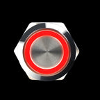 12 16 19 22MM Metal Button Switch LED Light Waterproof Momentary  Self-Locking Car Engine Power Supply 5V 6V12V24V 220V Red Blue
