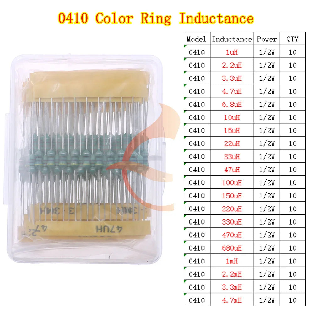Toroid Core Choke Color Ring Inductor Assorted Kit 2.2uH 3.3uH 4.7uH 6.8uH 10uH 22uH 47uH 68uH 100uH 220uH 1mH 4.7mH 10mH 100mH