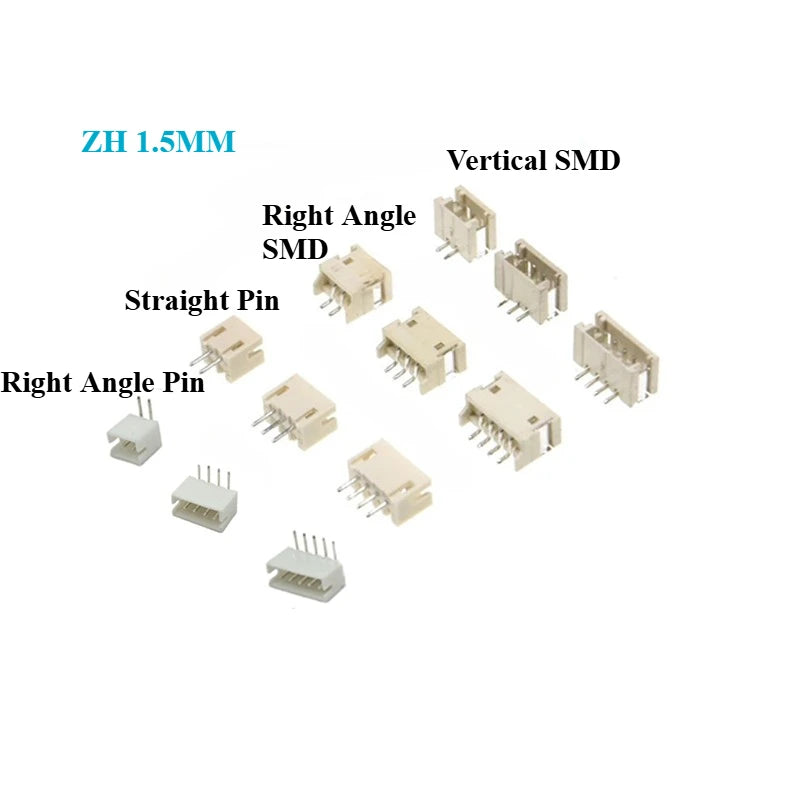 50pcs MX1.25 SH1.0 ZH1.5 PH2.0 XH2.54 VH3.96mm Straight DIP Right Angle Vertical SMT Horizontal SMD Male Wafer Connector