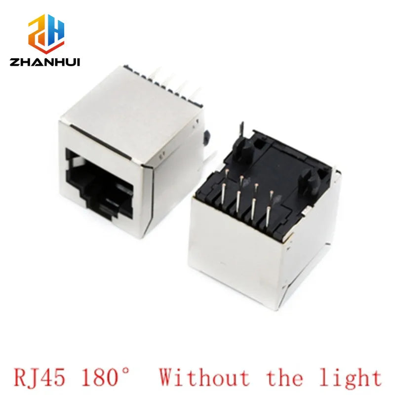 5/10Pcs RJ45 8P8C Female Socket - Metal Shell PCB Mount Ethernet Cable Connector for Network Interface