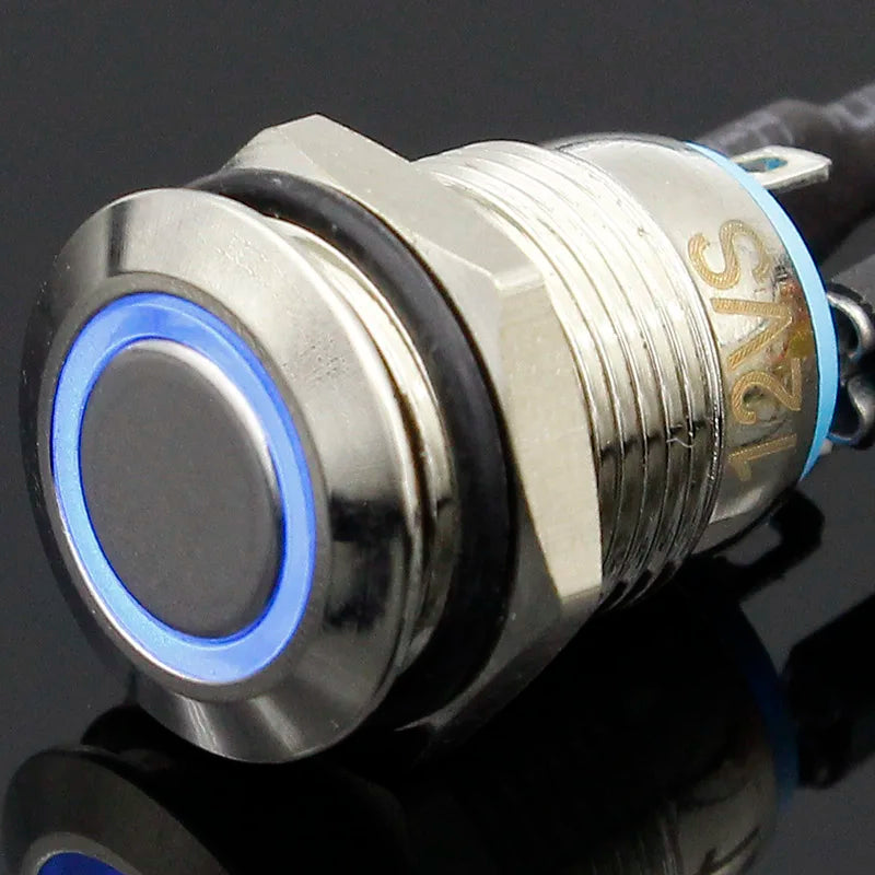 1PC 12MM with LED 3V 5V 12V 24V 220V Metal Button Switch Momentary push button auto reset waterproof illuminated