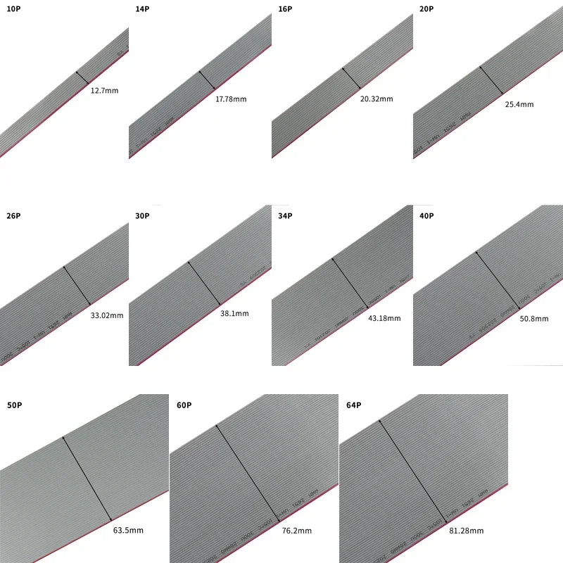 1~10m 1.27mm UL2651 Gray Wire Flat Ribbon Cable 28AWG 10 14 16 20 26 30 34 40 50 60pins 300V for 2.54mm IDC Connector Data Cable