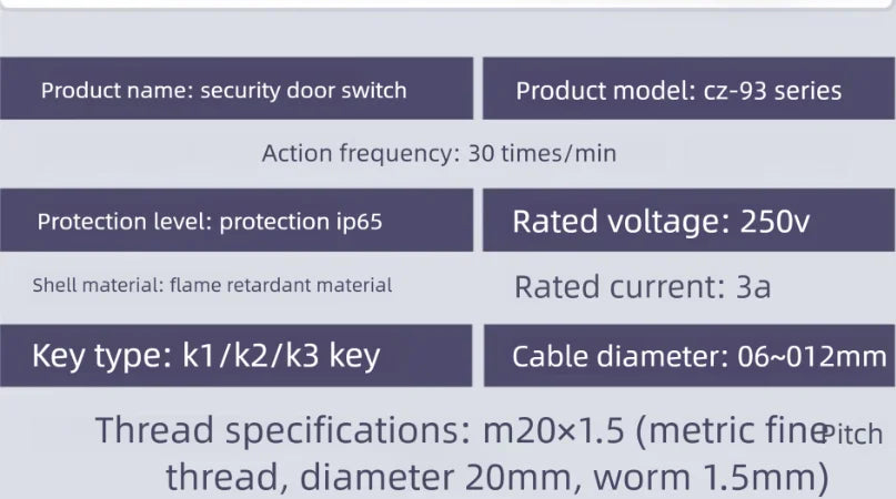 Miniature Electromagnetic Lock Industrial Safety Door Switch Travel Limit Switch Key Plug for Travel