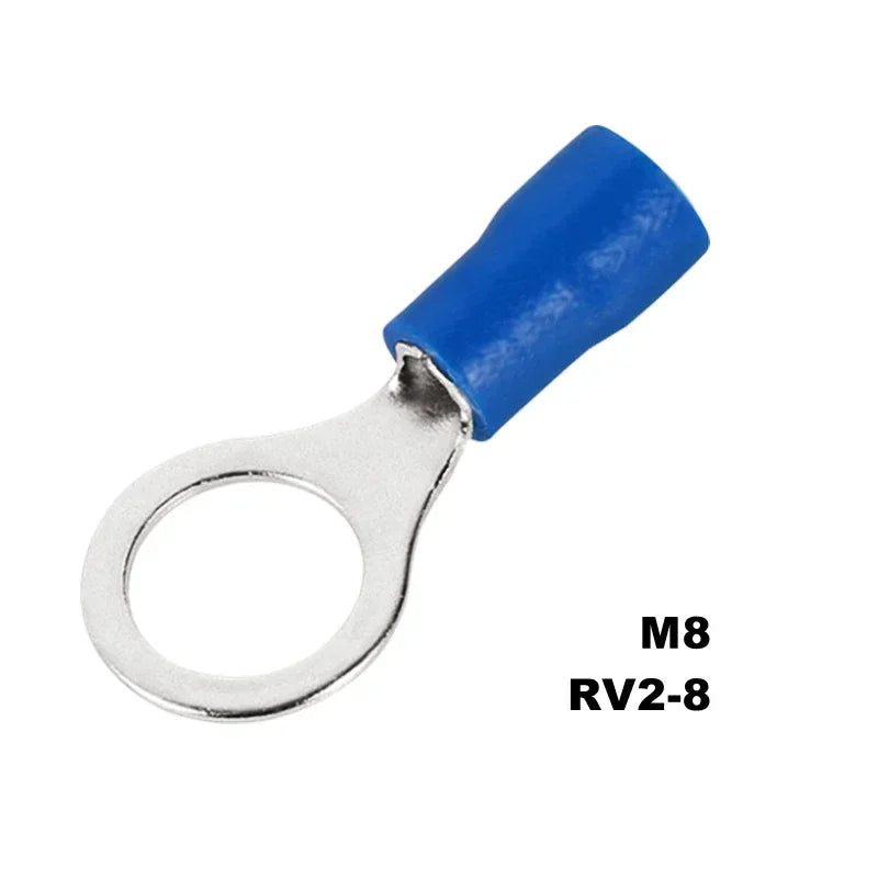 100PCS Ring Crimp Terminal M4/M5/M6/M8 Round Plugs Pre-insulated Ferrules Lugs For Splice Electricals Cable Wire End Connectors