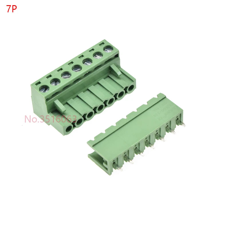 10Sets 2edg 2/3/4/5/6/7/8/9 Pin Screw Terminal Block Connector 5.08mm Pitch Plug + Straight Pin Header Socket For Pcb 2p 3p 4p